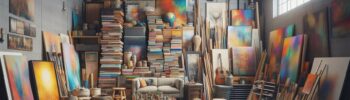 magazzino pieno di opere d'arte